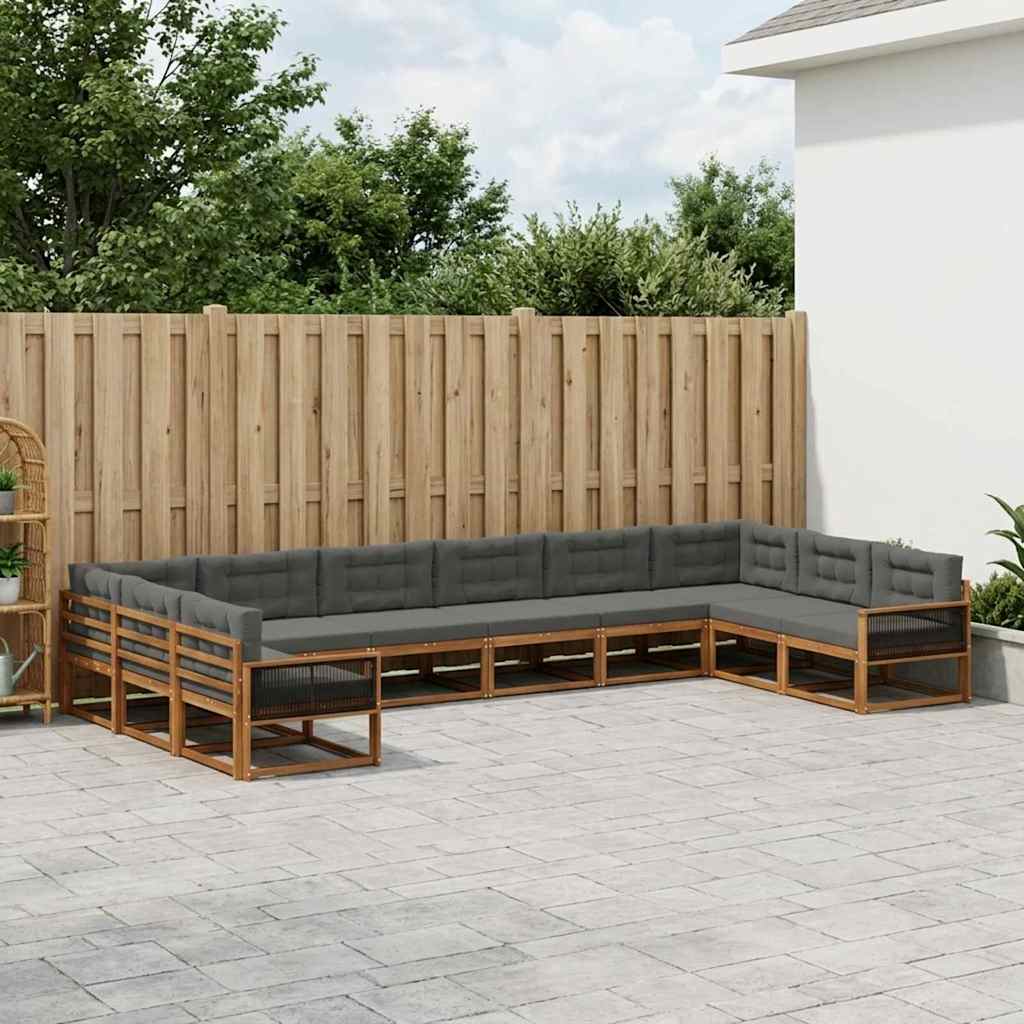 Buiten bankenset met kussen 10 pcs Natuurlijk en Antraciet is nu te koop bij PeponiXL, paradijselijk wonen!