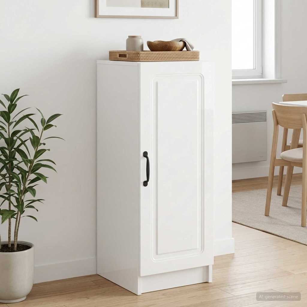 Dressoir Hoogglans Wit 33 x 34,5 x 87 cm Bewerkt hout is nu te koop bij PeponiXL, paradijselijk wonen!