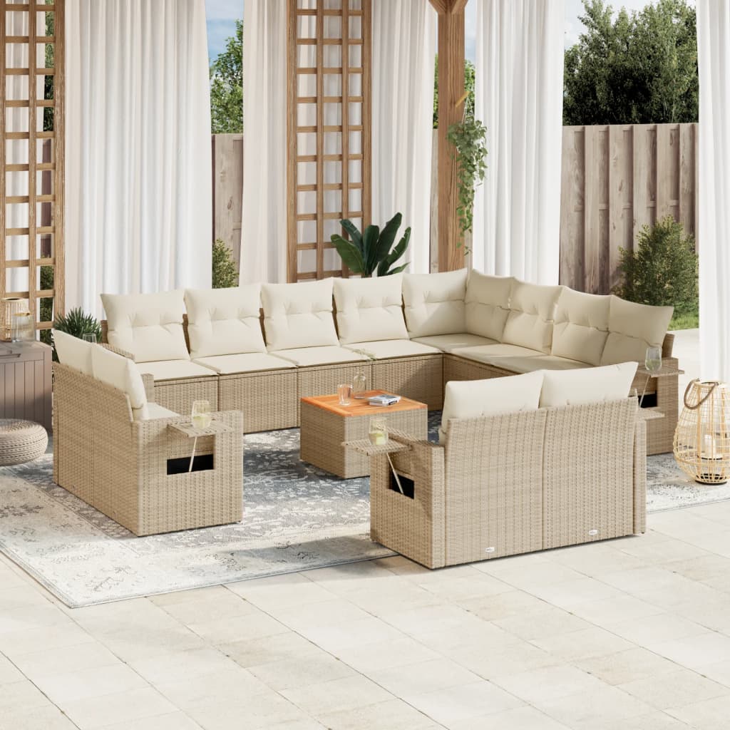 13-delige Loungeset met kussens poly rattan beige is nu te koop bij PeponiXL, paradijselijk wonen!