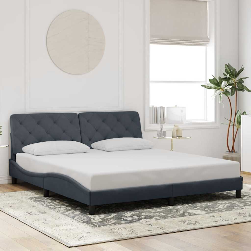 Bedframe zonder matras 180x200 cm fluweel donkergrijs is nu te koop bij PeponiXL, paradijselijk wonen!