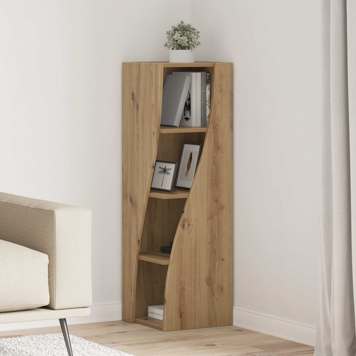 Hoekkast Artisan Eiken 32x32x102cm Bewerkt hout is nu te koop bij PeponiXL, paradijselijk wonen!
