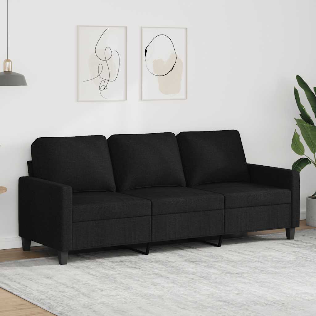 Driezitsbank 180 cm stof zwart is nu te koop bij PeponiXL, paradijselijk wonen!