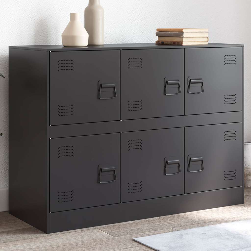 Dressoir 99x39x73 cm staal zwart is nu te koop bij PeponiXL, paradijselijk wonen!