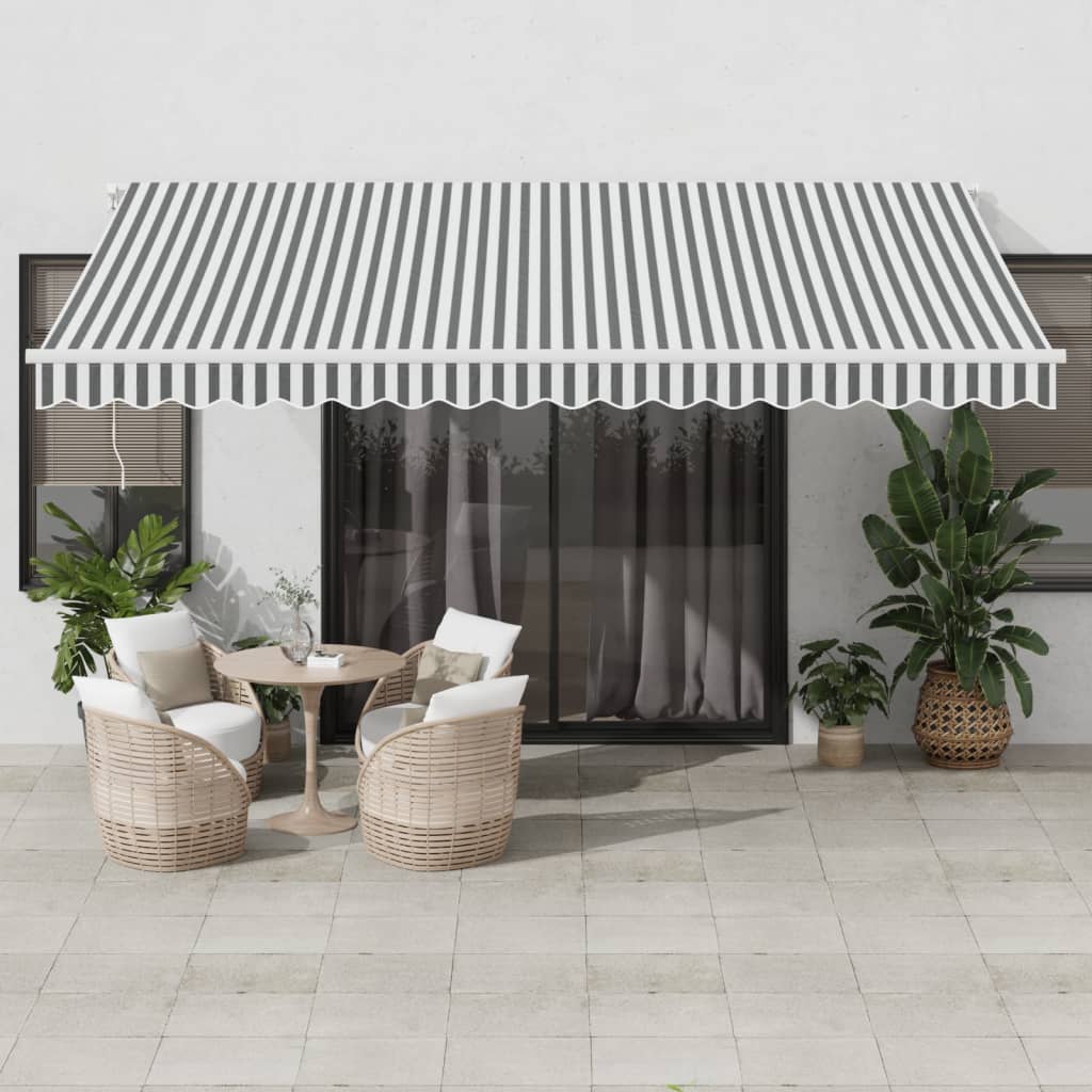 Luifel handmatig uittrekbaar en LED 450x350 cm antraciet en wit is nu te koop bij PeponiXL, paradijselijk wonen!
