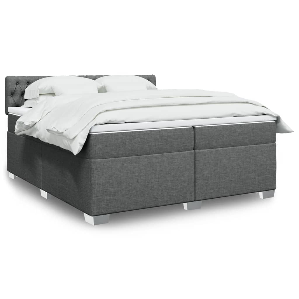 Boxspring met matras stof donkergrijs 200x200 cm is nu te koop bij PeponiXL, paradijselijk wonen!