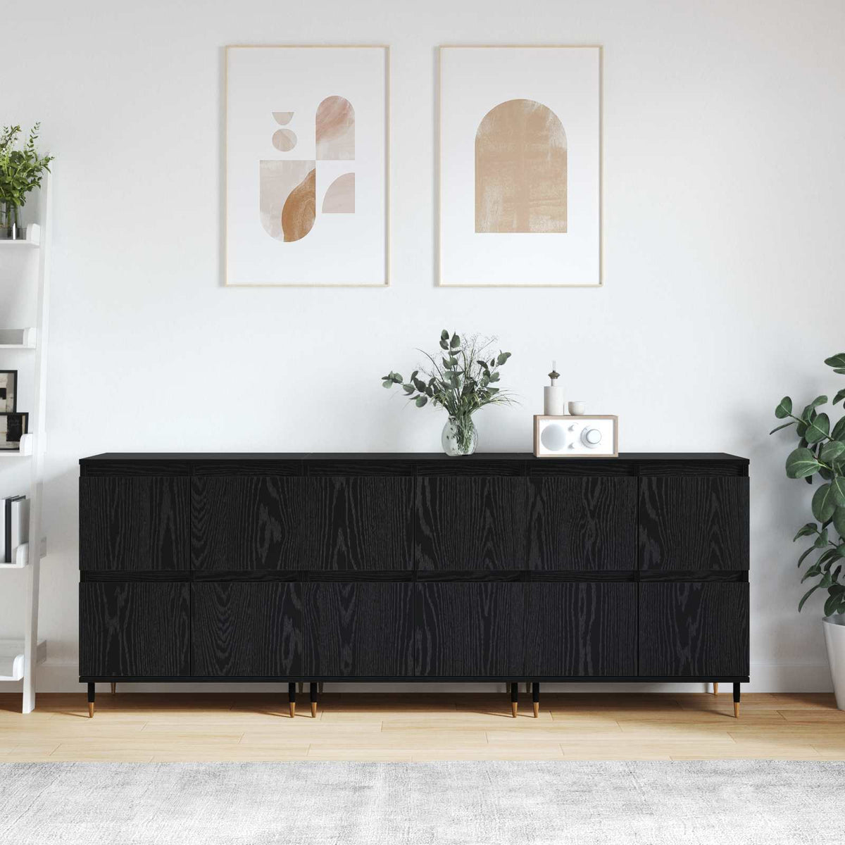 Opbergkast 3 pcs Zwart Eiken 60 x 35 x 70 cm is nu te koop bij PeponiXL, paradijselijk wonen!
