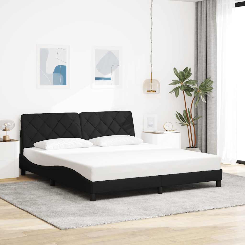 Bedframe zonder matras stof zwart 180x200 cm is nu te koop bij PeponiXL, paradijselijk wonen!