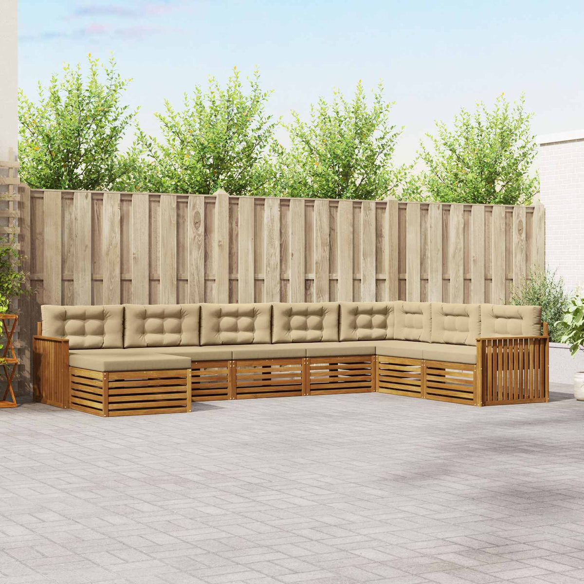 Buiten bankenset met kussen 8 pcs Natuurlijk en Beige is nu te koop bij PeponiXL, paradijselijk wonen!