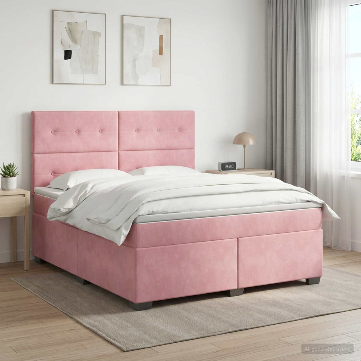 Boxspringbed met matras Roze 140 x 200 cm Fluweel is nu te koop bij PeponiXL, paradijselijk wonen!