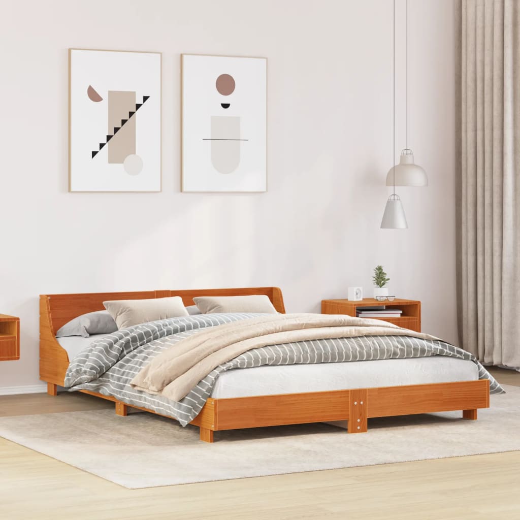 Bedframe zonder matras massief grenenhout wasbruin 150x200 cm is nu te koop bij PeponiXL, paradijselijk wonen!