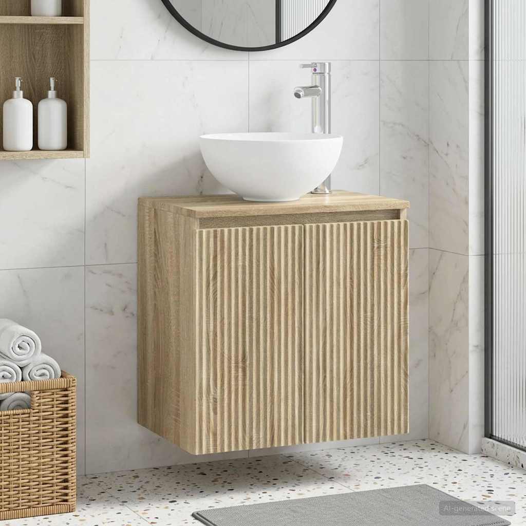 Wandgemonteerde wastafelmeubel Sonoma Eiken 49,5 x 41 x 64,5 cm is nu te koop bij PeponiXL, paradijselijk wonen!