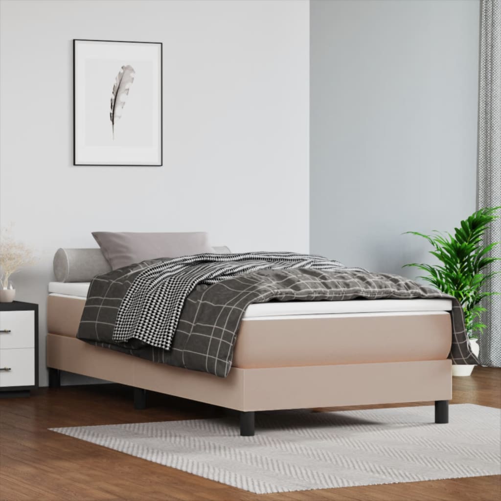 Pocketveringmatras medium 120x190x20 cm kunstleer cappuccinokleurig is nu te koop bij PeponiXL, paradijselijk wonen!