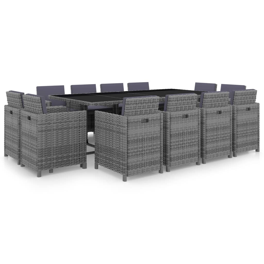 13-delige Tuinset met kussens poly rattan antraciet is nu te koop bij PeponiXL, paradijselijk wonen!