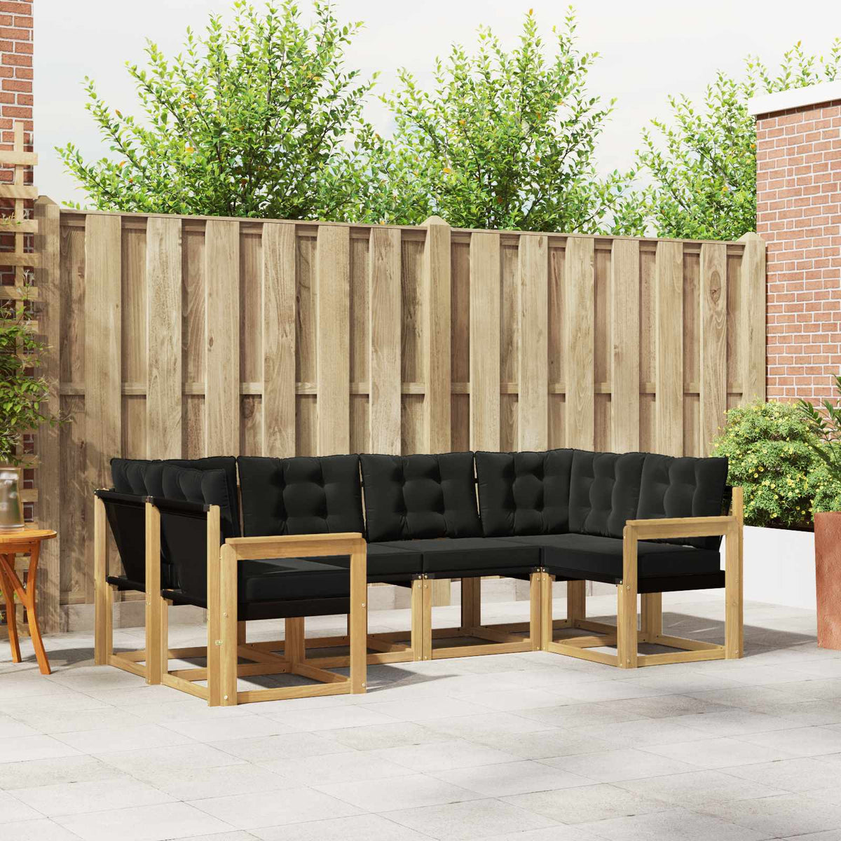 Buiten bankenset met kussen 6 pcs Wit en zwart is nu te koop bij PeponiXL, paradijselijk wonen!
