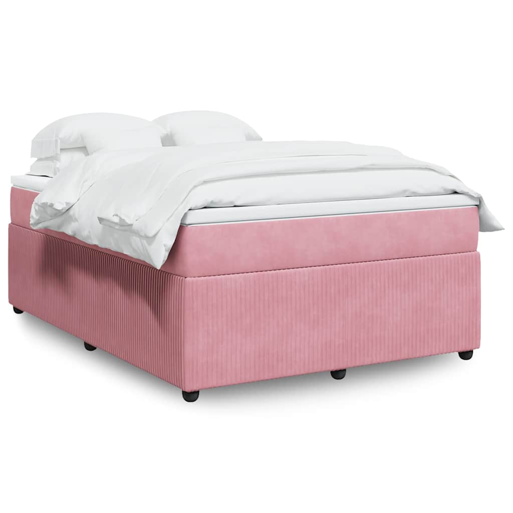 Boxspring met matras fluweel roze 160x200 cm is nu te koop bij PeponiXL, paradijselijk wonen!