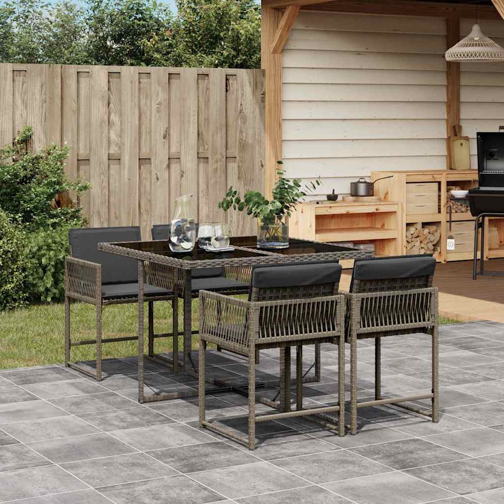 5-delige Tuinset met kussens poly rattan grijs is nu te koop bij PeponiXL, paradijselijk wonen!