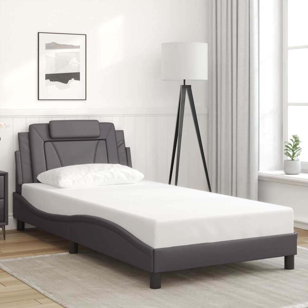 Bedframe "Viana" zonder matras kunstleer grijs 100x200 cm is nu te koop bij PeponiXL, paradijselijk wonen!