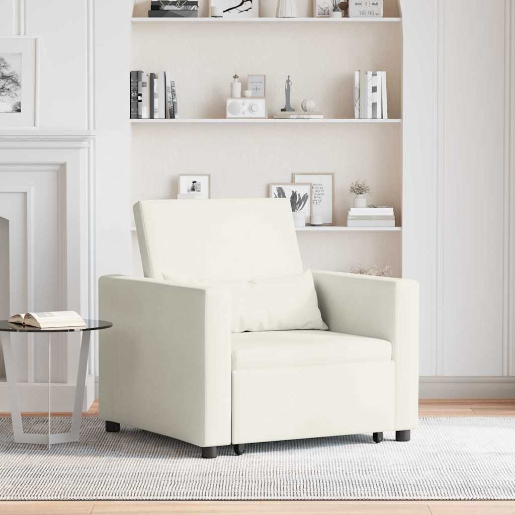 Uittrekbaar slaapbank eenpersoons met wielen Crème Fluweel is nu te koop bij PeponiXL, paradijselijk wonen!