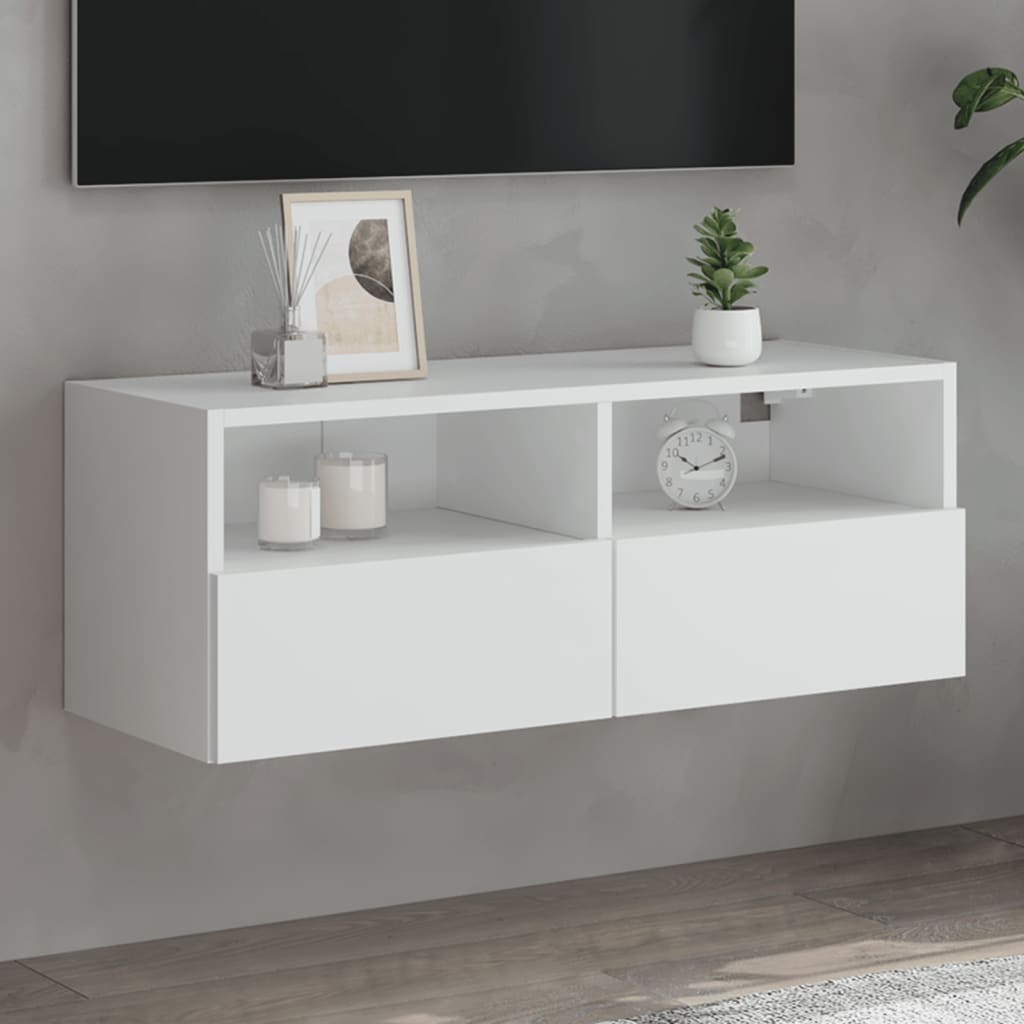 Tv-wandmeubel 80x30x30 cm bewerkt hout wit is nu te koop bij PeponiXL, paradijselijk wonen!