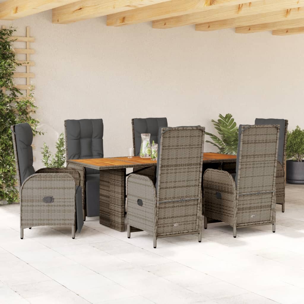 7-delige Tuinset met kussens poly rattan grijs is nu te koop bij PeponiXL, paradijselijk wonen!