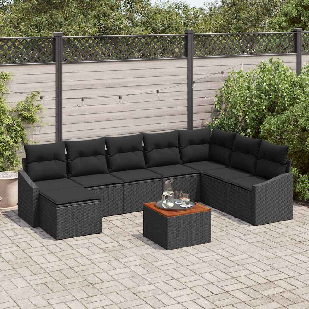 Tuinbankenset met opslag 9 pcs Zwart poly rattan is nu te koop bij PeponiXL, paradijselijk wonen!