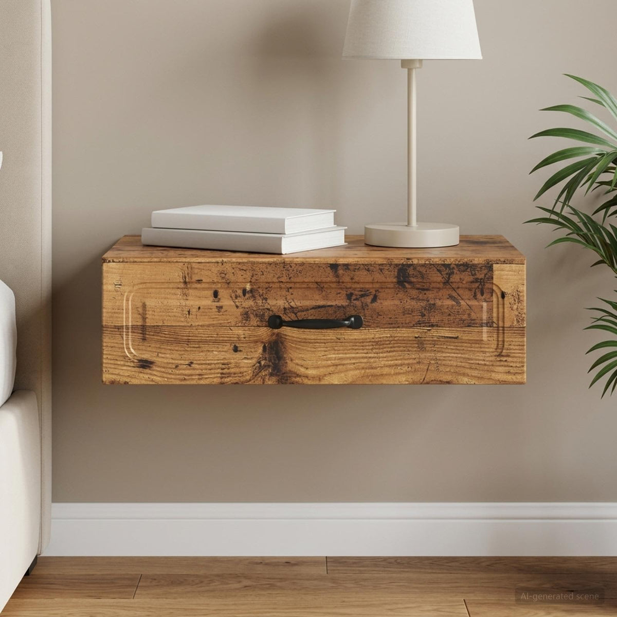 Wandmontage Zijtafel Oud hout 59 x 34,5 x 17 cm Bewerkt hout is nu te koop bij PeponiXL, paradijselijk wonen!