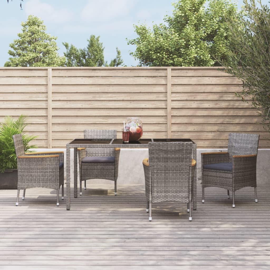 5-delige Tuinset met kussens poly rattan grijs is nu te koop bij PeponiXL, paradijselijk wonen!