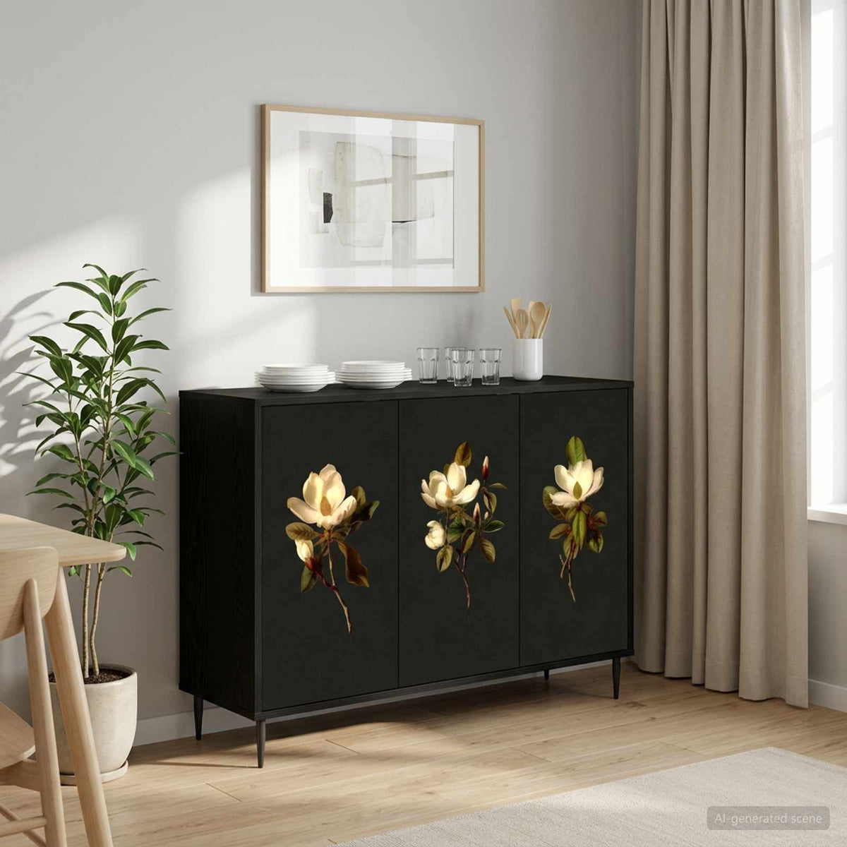 Dressoir BREMEN Zwart eiken 102 x 33 x 76 cm Bewerkt hout is nu te koop bij PeponiXL, paradijselijk wonen!