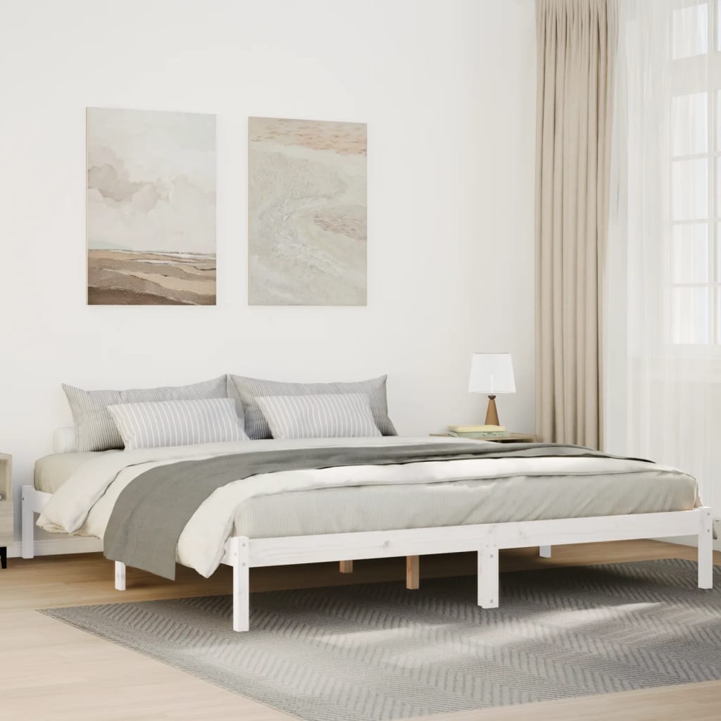 Bedframe extra lang zonder matras grenenhout wit 200x210 cm is nu te koop bij PeponiXL, paradijselijk wonen!