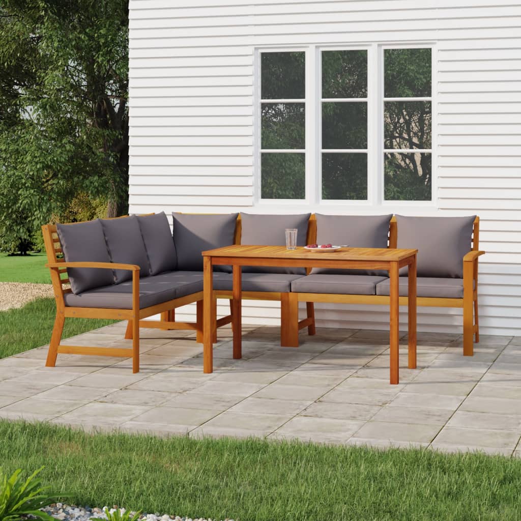 5-delige Tuinset met kussens massief acaciahout is nu te koop bij PeponiXL, paradijselijk wonen!