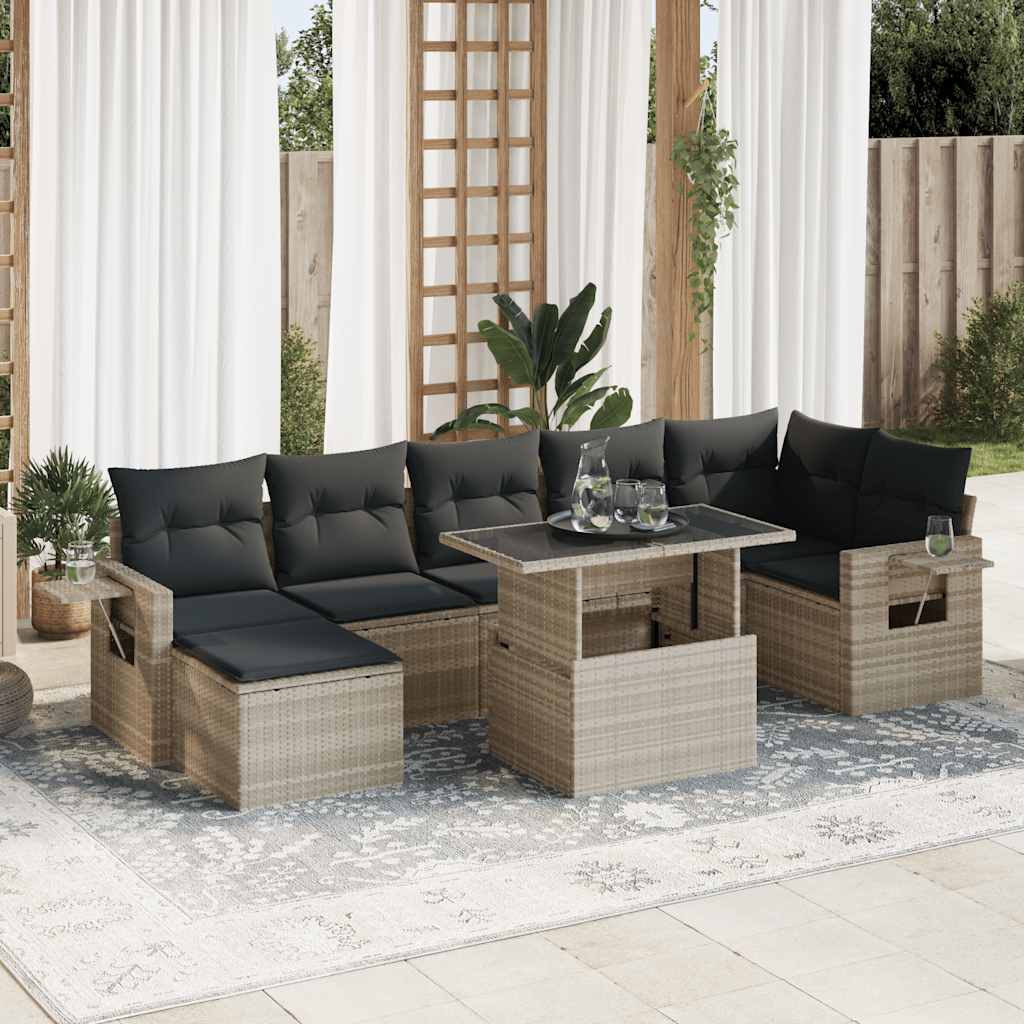 8-delige Loungeset met kussens poly rattan lichtgrijs is nu te koop bij PeponiXL, paradijselijk wonen!
