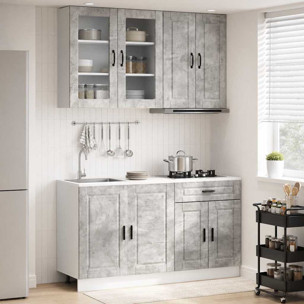 Keukenblok PORTO 4 pcs Betongrijs Bewerkt hout is nu te koop bij PeponiXL, paradijselijk wonen!