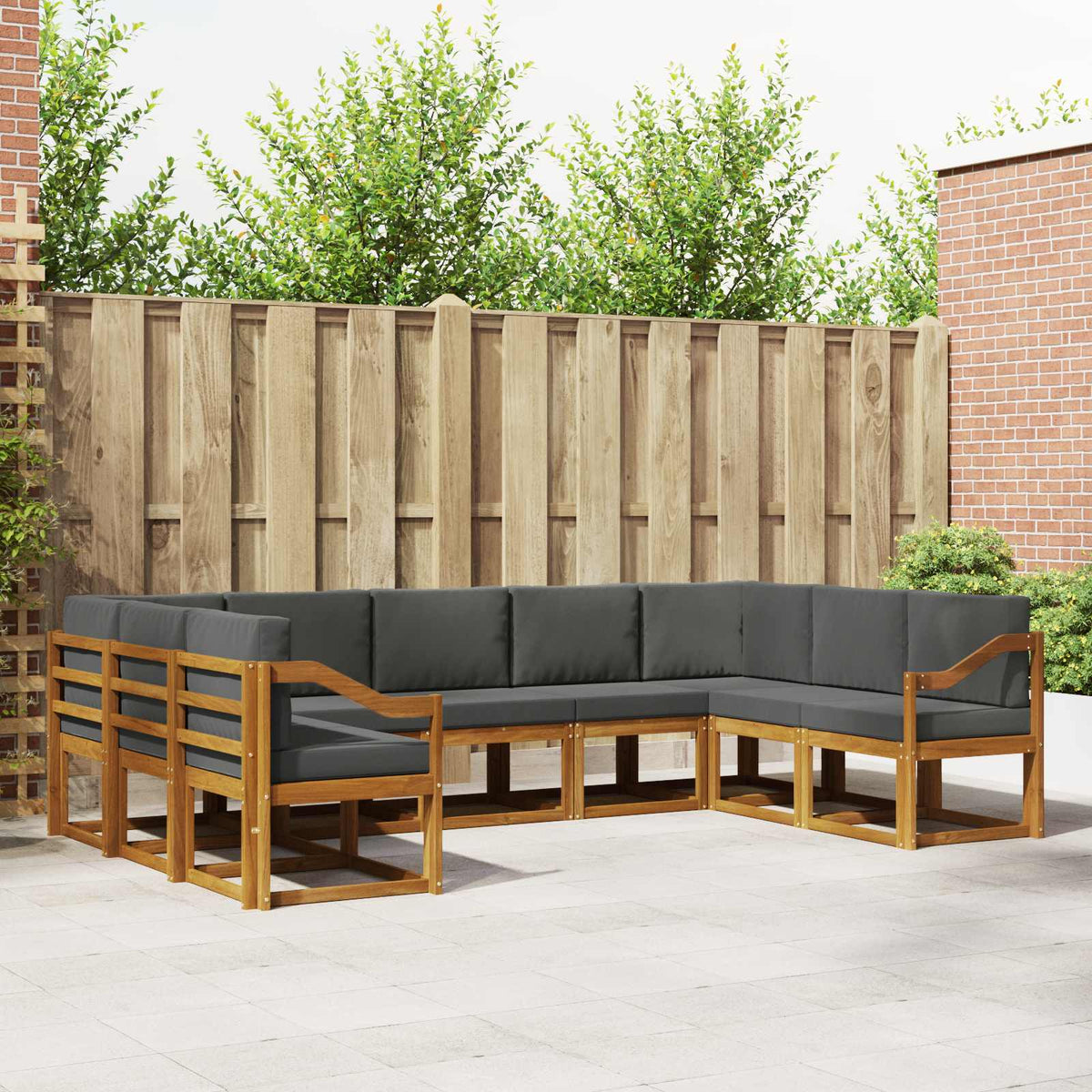 Buiten bankenset met kussen 9 pcs Natuurlijk en Antraciet is nu te koop bij PeponiXL, paradijselijk wonen!