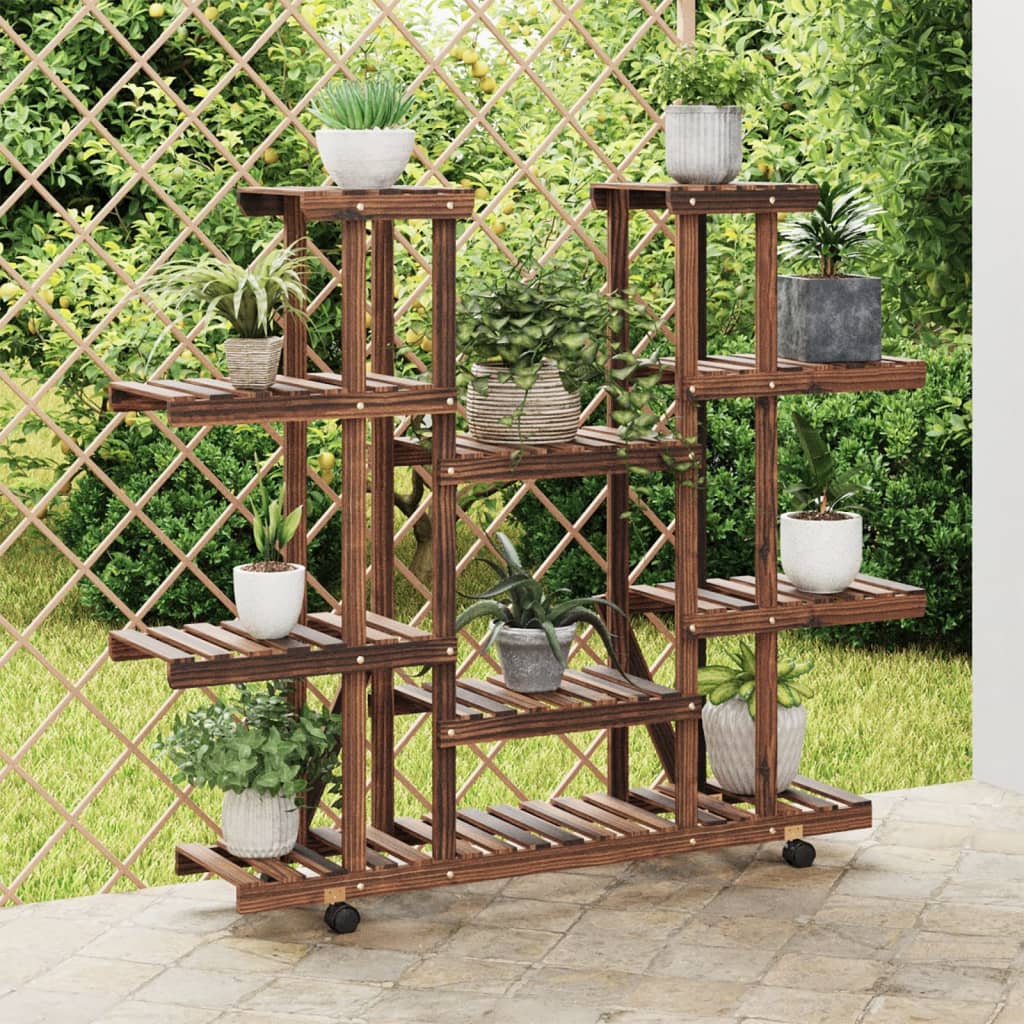 Plantenstandaard met wielen 110x25x115 cm massief vurenhout is nu te koop bij PeponiXL, paradijselijk wonen!