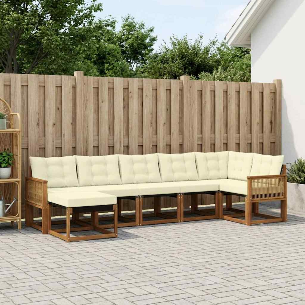 Buiten bankenset met kussen 7 pcs Natuurlijk en Crème is nu te koop bij PeponiXL, paradijselijk wonen!