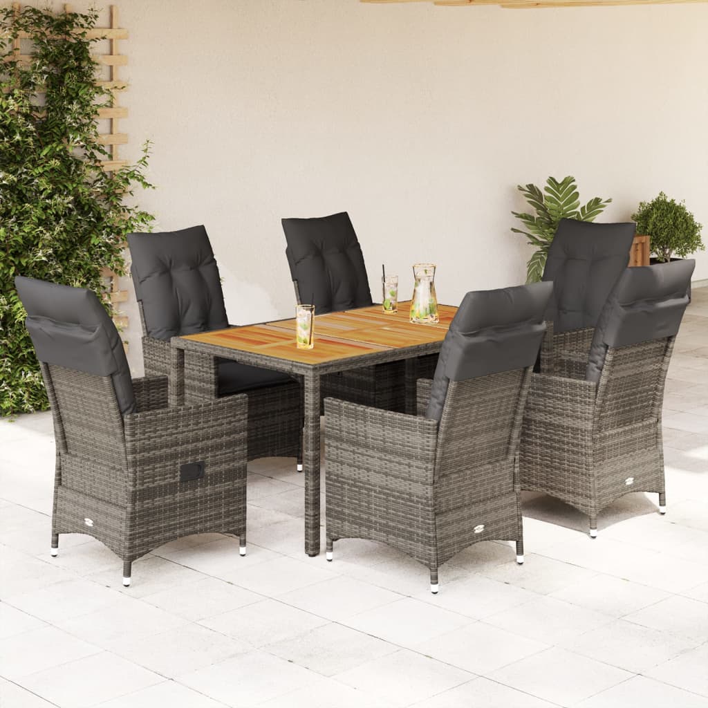 7-delige Tuinset met kussens poly rattan grijs is nu te koop bij PeponiXL, paradijselijk wonen!