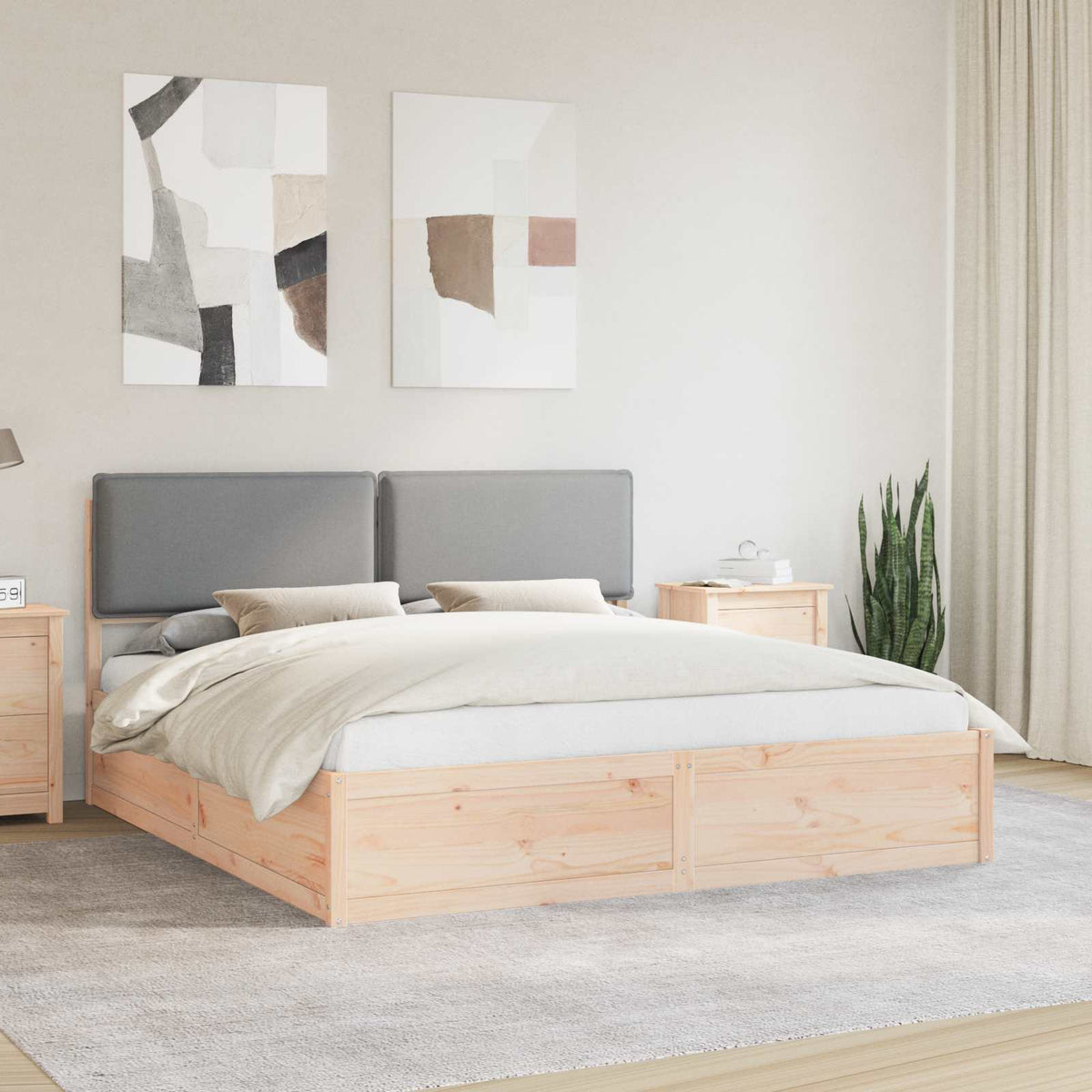 Bedframe met Gevoerd Hoofdgedeelte Lichtgrijs 200 x 200 cm is nu te koop bij PeponiXL, paradijselijk wonen!