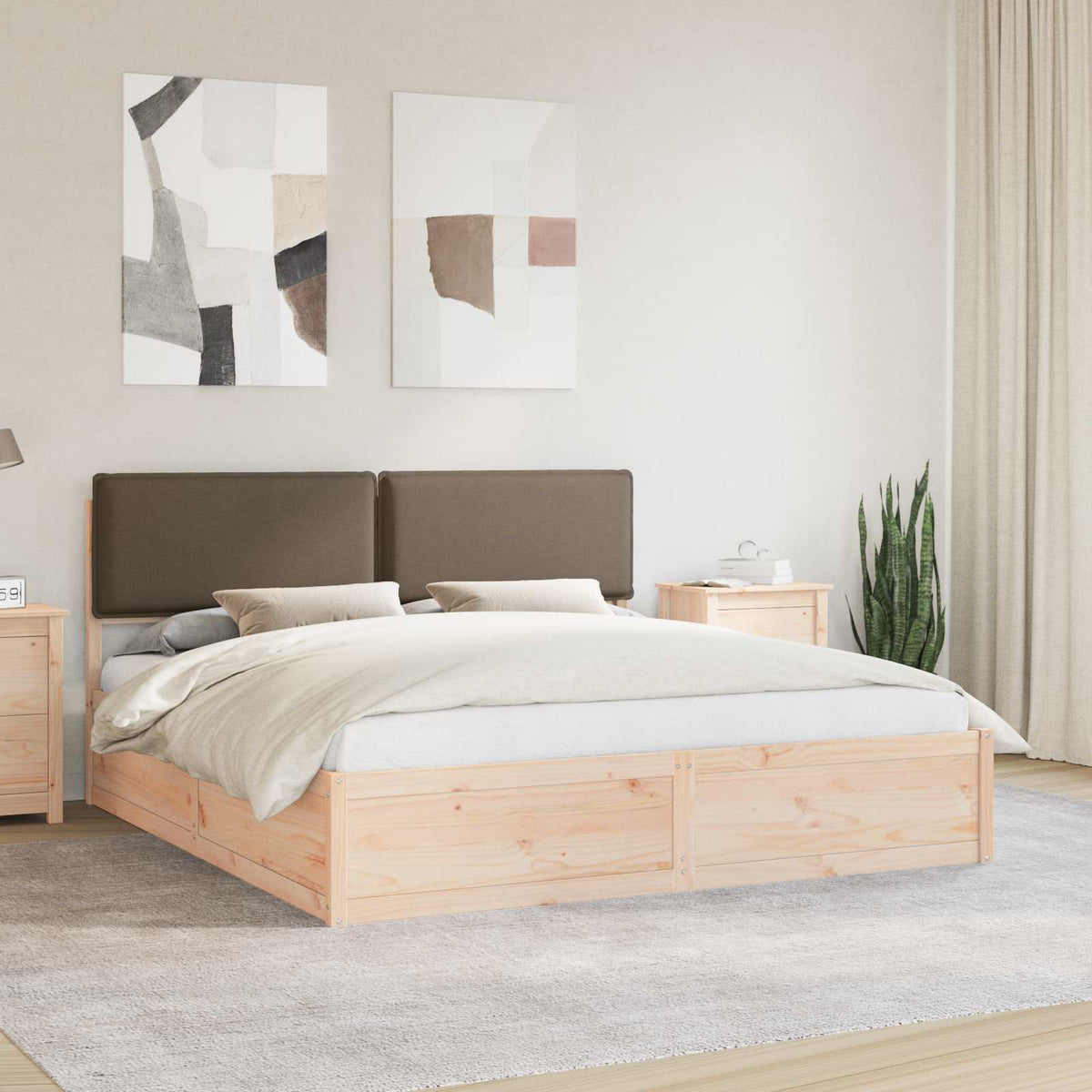 Bedframe met Gevoerd Hoofdgedeelte Taupe 200 x 200 cm is nu te koop bij PeponiXL, paradijselijk wonen!