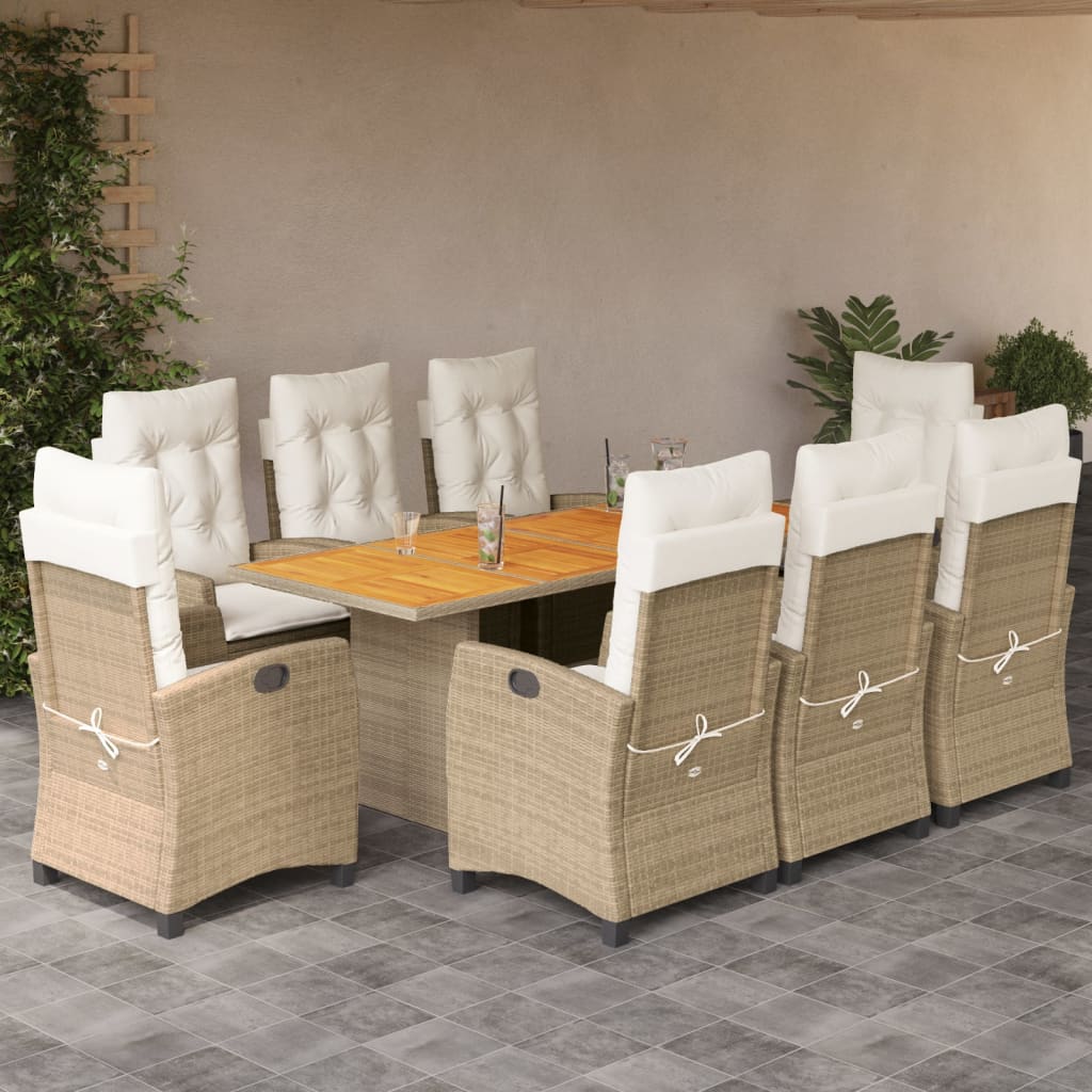 9-delige Tuinset met kussens poly rattan beige is nu te koop bij PeponiXL, paradijselijk wonen!