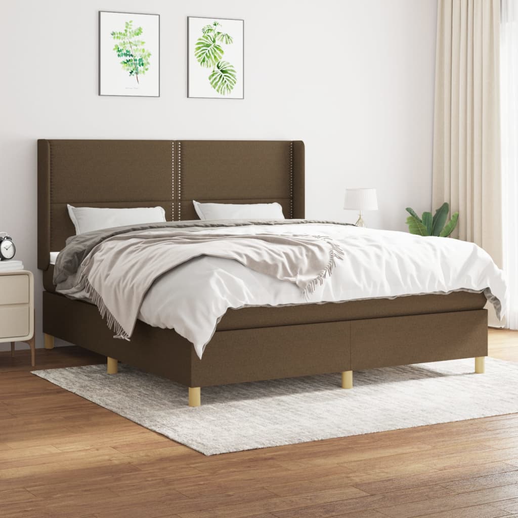 Boxspring met matras stof donkerbruin 180x200 cm is nu te koop bij PeponiXL, paradijselijk wonen!