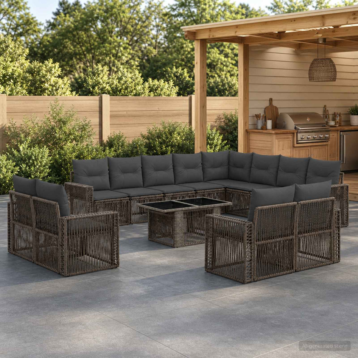 Tuinbankenset 13 st Grijs en Donkergrijs poly rattan is nu te koop bij PeponiXL, paradijselijk wonen!