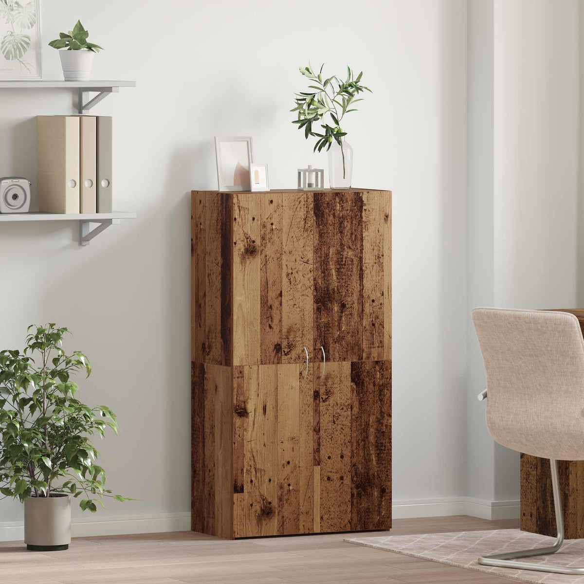 Kantoorkast Oud hout 60 x 32 x 115 cm Bewerkt hout is nu te koop bij PeponiXL, paradijselijk wonen!