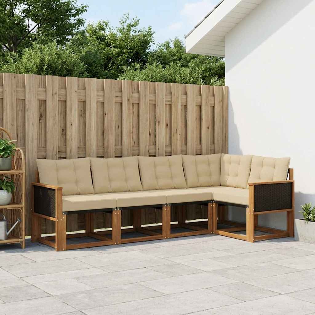 Buiten bankenset met kussen 6 pcs Natuurlijk en Beige is nu te koop bij PeponiXL, paradijselijk wonen!