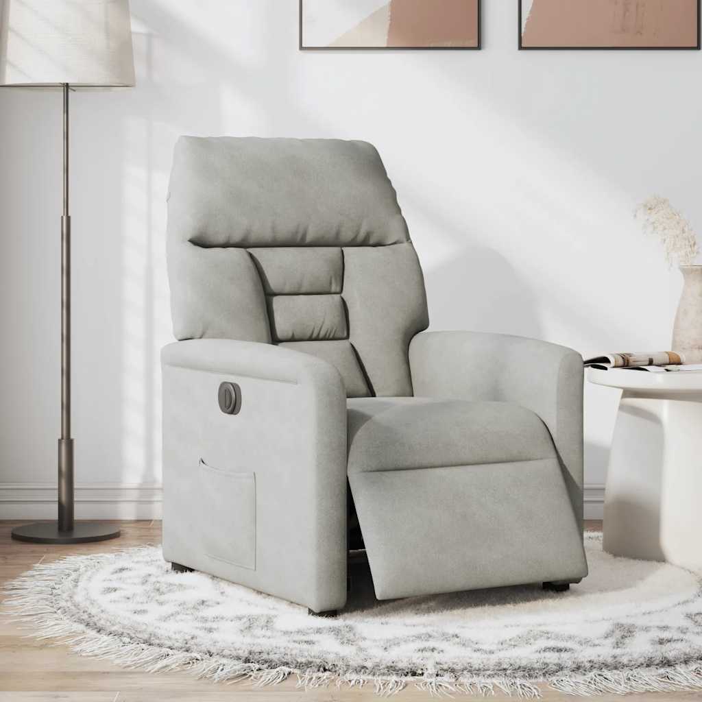 Fauteuil verstelbaar elektrisch microvezelstof lichtgrijs is nu te koop bij PeponiXL, paradijselijk wonen!
