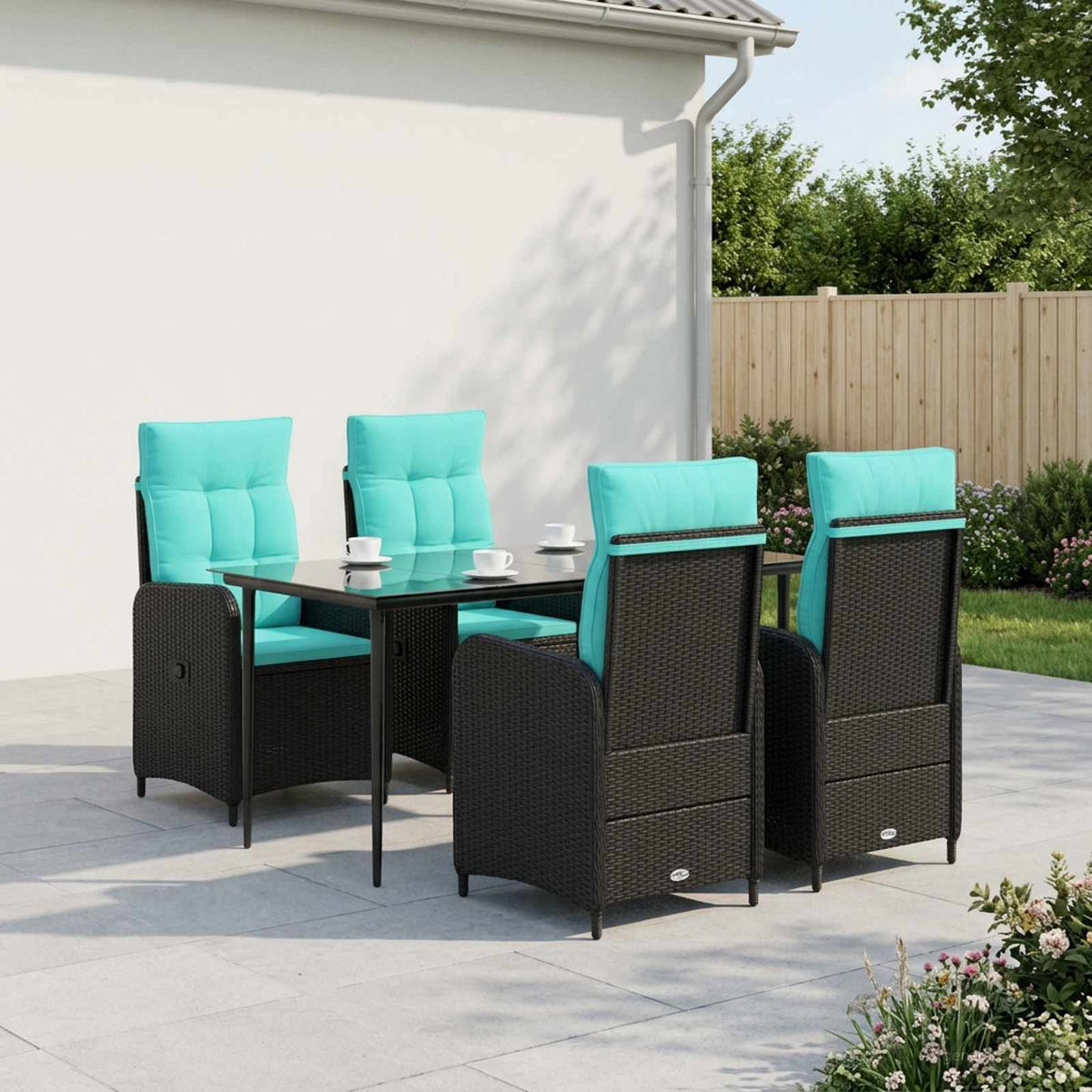 Bank tafel set 5 pcs PE Rattan en Poeder-Coated Staal is nu te koop bij PeponiXL, paradijselijk wonen!