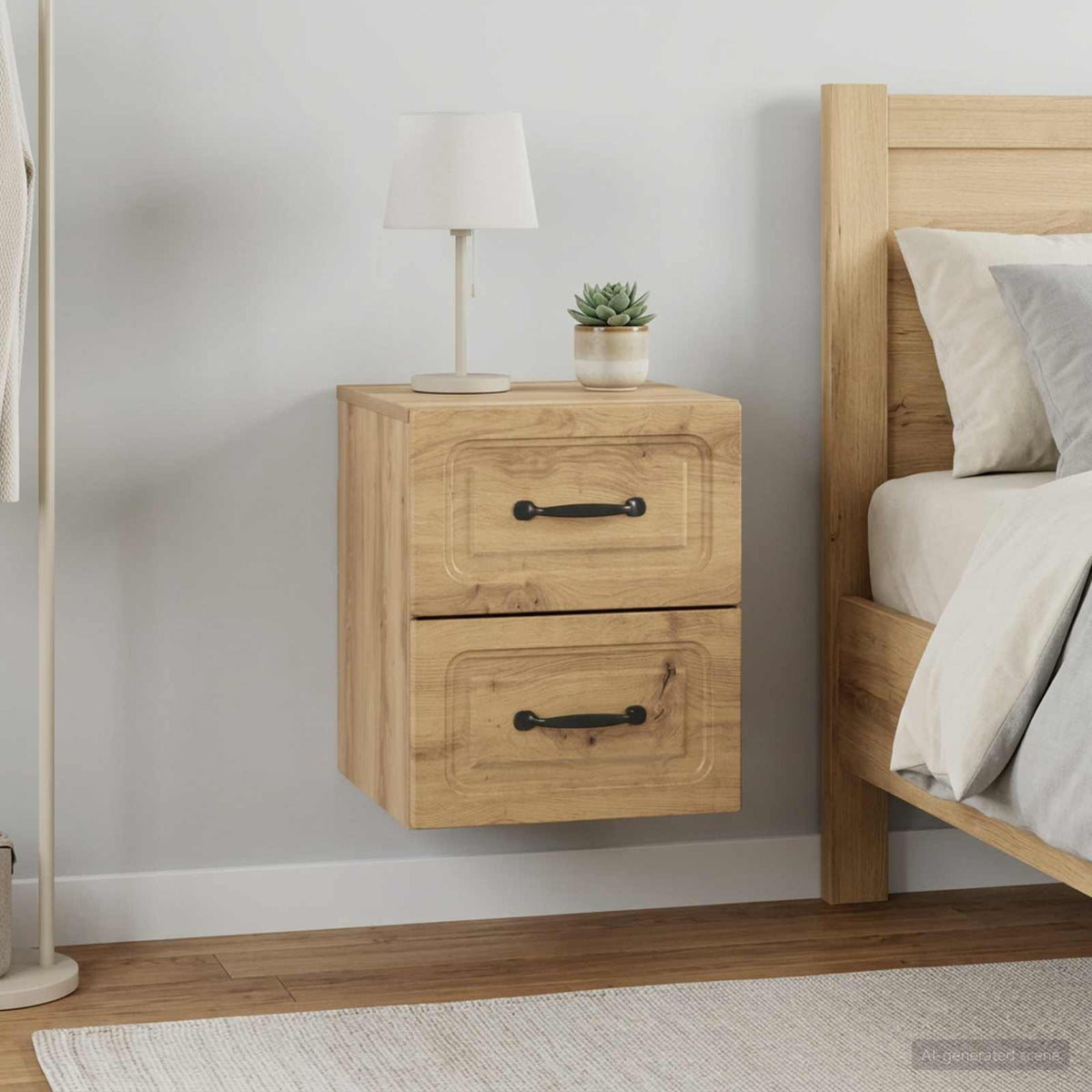 Wandbeugel Bedkast 2 pcs Artisanaal eiken 34,5 x 33 x 40 cm is nu te koop bij PeponiXL, paradijselijk wonen!