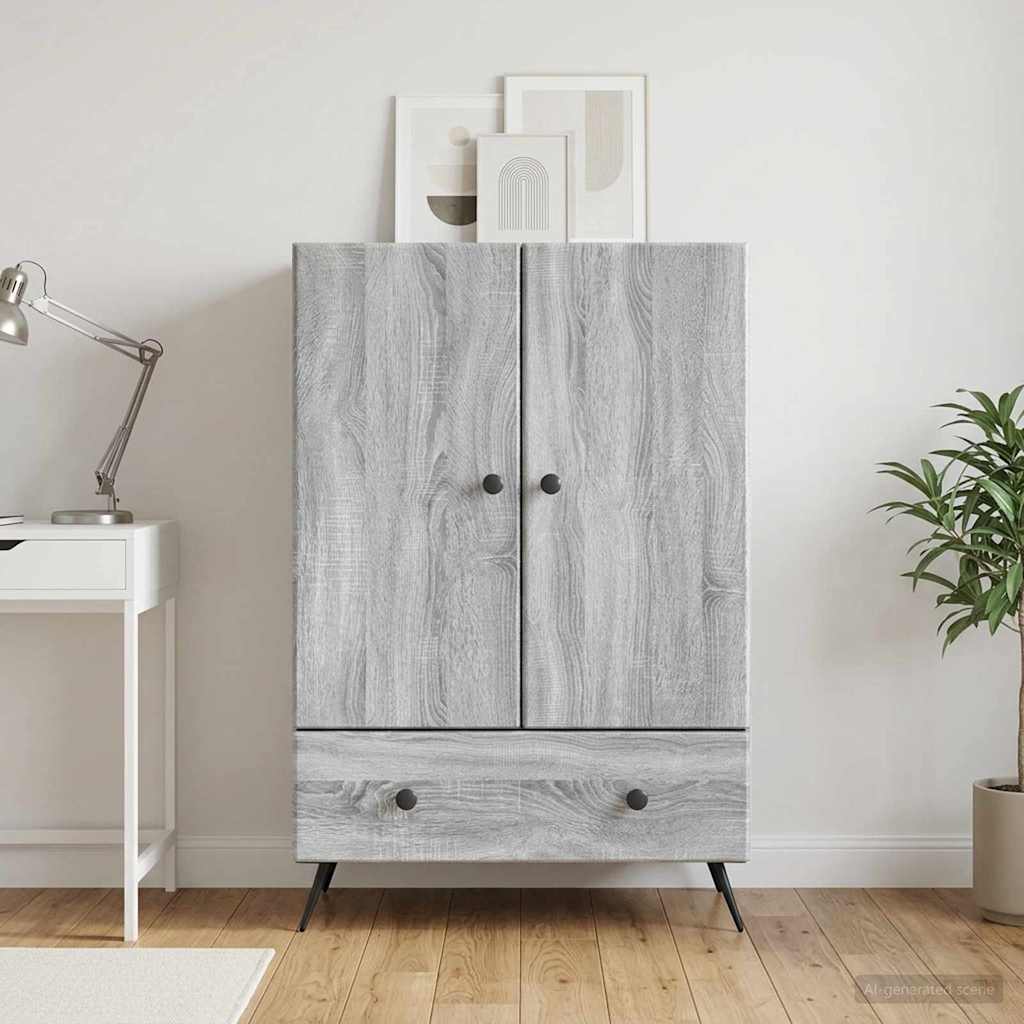 Dressoir met lade Grijs sonoma 66 x 34,5 x 95 cm Bewerkt hout is nu te koop bij PeponiXL, paradijselijk wonen!