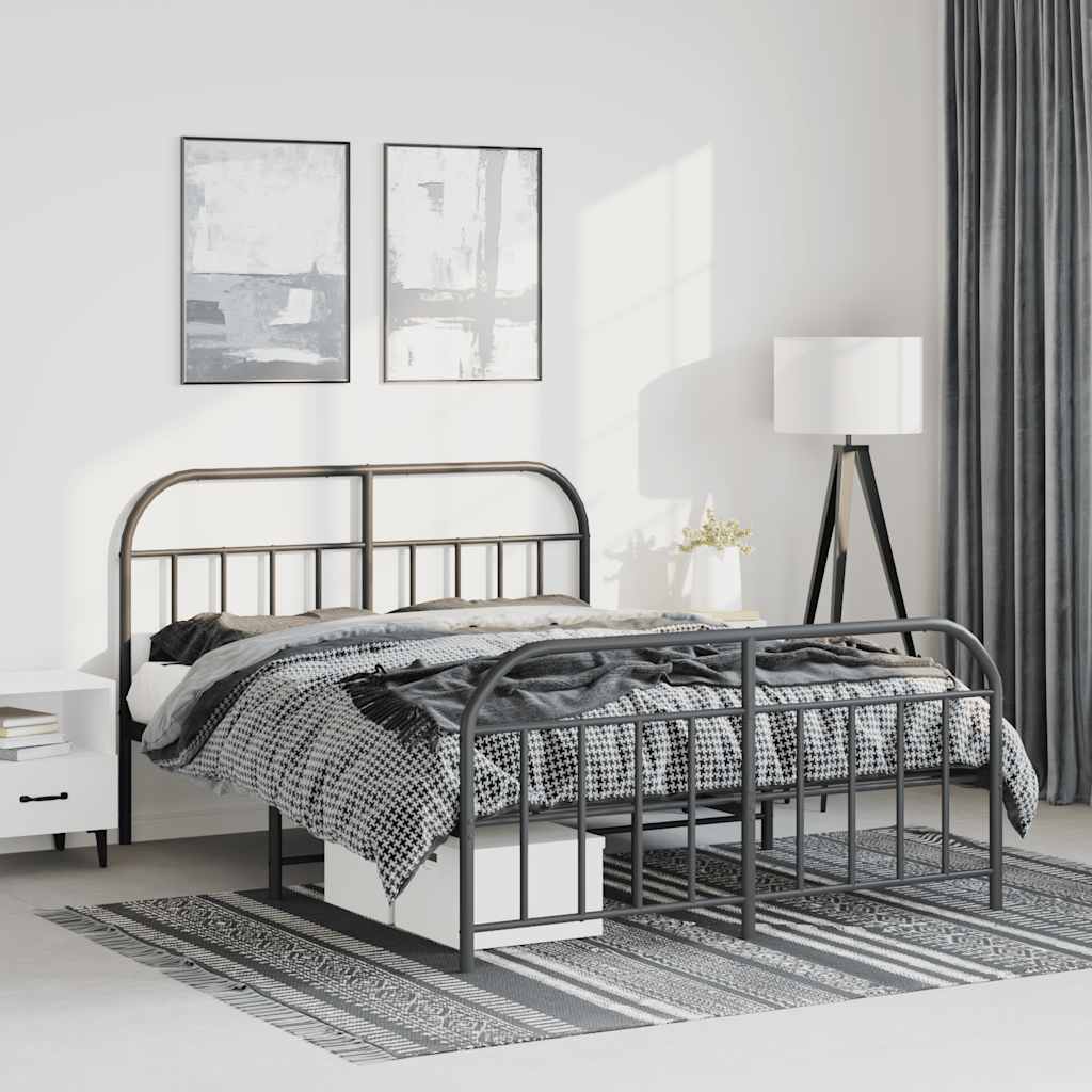 Bedframe met hoofd- en voeteneinde metaal zwart 150x200 cm is nu te koop bij PeponiXL, paradijselijk wonen!