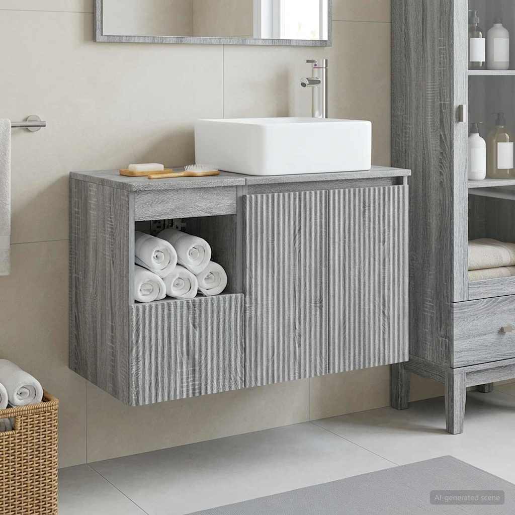 Badkamermeubelset 2 st Grijs Sonoma Bewerkt hout is nu te koop bij PeponiXL, paradijselijk wonen!