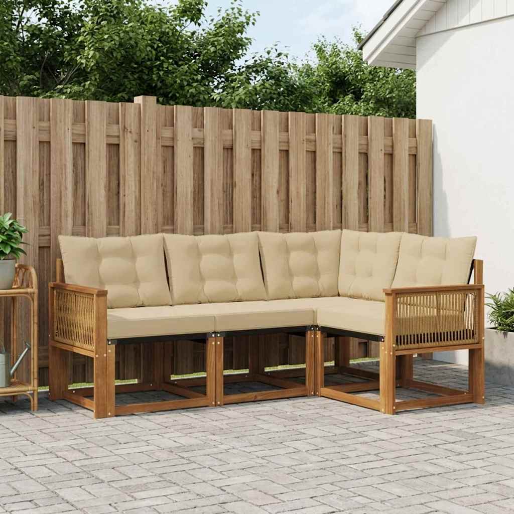 Buiten bankenset met kussen 4 pcs Natuurlijk en Beige is nu te koop bij PeponiXL, paradijselijk wonen!
